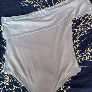 One-Shoulder Light Blue Bodysuit